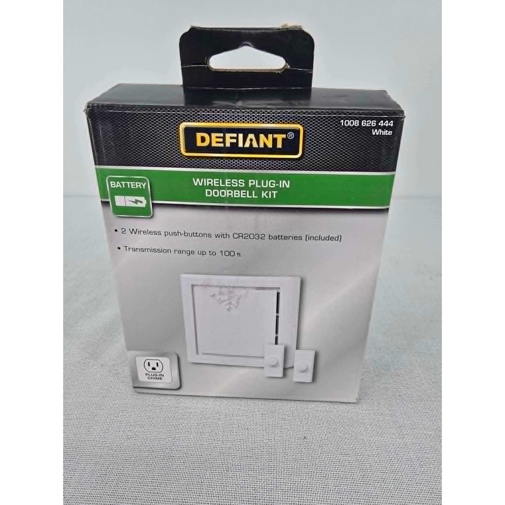 Defiant Wireless Plug-In Doorbell Kit 2 Buttons 100ft Range White 18000014 NEW